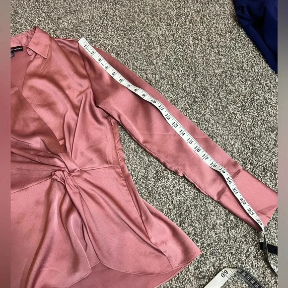 CATHERINE MALANDRINO TOP DUSTY ROSE PINK LONG SLEEVE BLOUSE PEPLUM SIZE XS - Picture 8 of 10